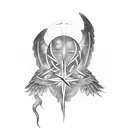 Pentagram with wings tattoo design idea