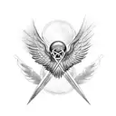 Pentagram with wings tattoo design idea