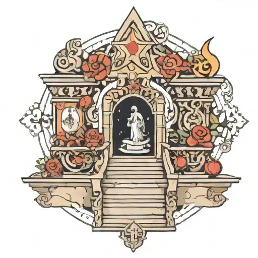 religious protection stair way tattoo design idea