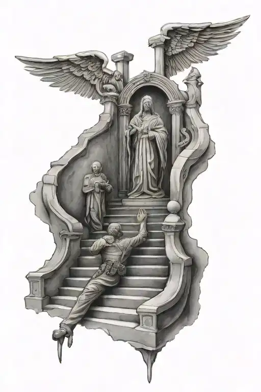 religious stair way law enforcement tattoo design idea