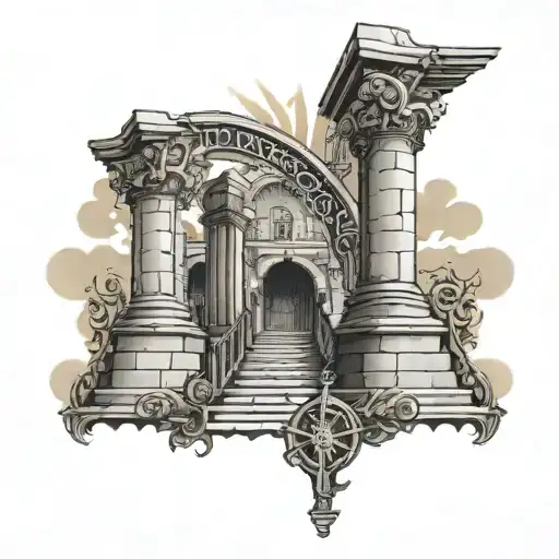 religious stair way law enforcement tattoo design idea