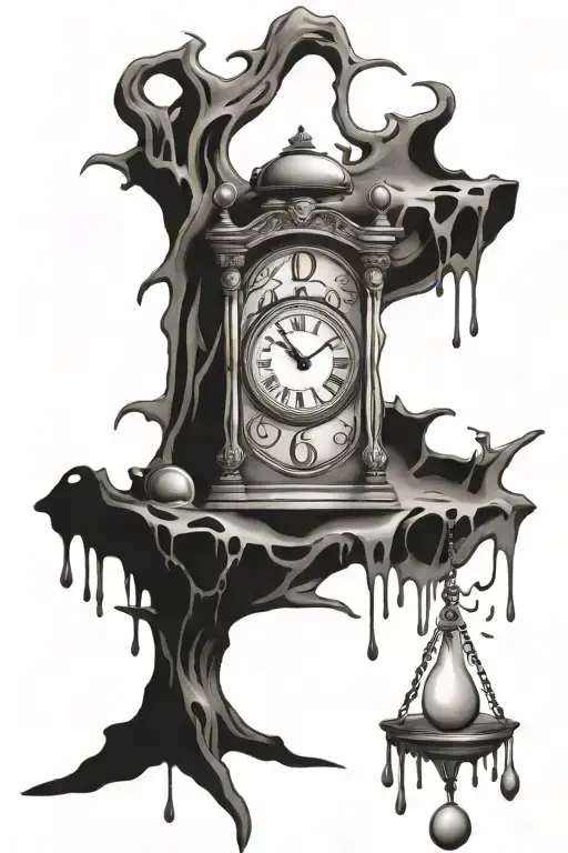 Drippy,Trippy,Libra Scales,salvador dali,Clock,cracks,dream tattoo design idea