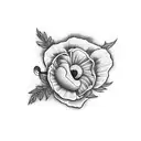 music lyrics intertwined with poppy flower tattoo design idea