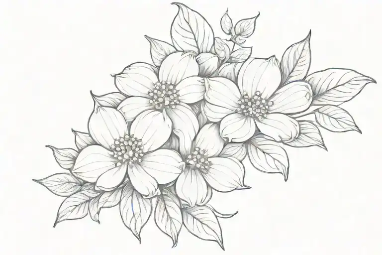 cancer ribbon and dogwood flower tattoo design idea
