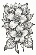 cancer ribbon and dogwood flower blooming tattoo design idea