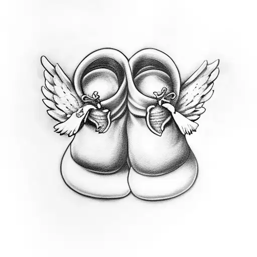 baby footprints with angel wings tattoos