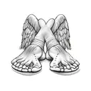 baby feet with heart and angel wings tattoo design idea