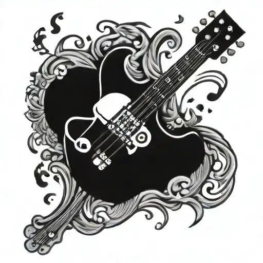 Music bass guitar tattoo design idea