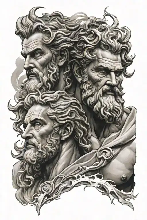 zeus and poseidon tattoo design idea