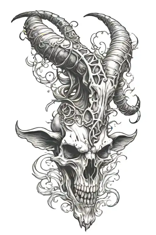 DEvil Goat skull tattoo design idea