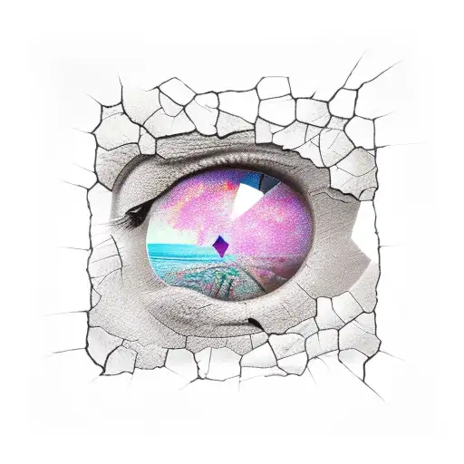 cracked glass tattoo design idea