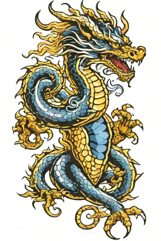 western dragon sapphire gemstone tattoo design idea