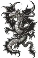 western dragon flying tattoo design idea