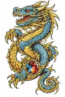 western dragon sapphire gemstone tattoo design idea