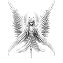 trapped angel tattoo design idea