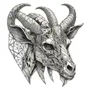 Goat head skull tattoo design idea