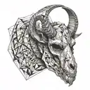 Goat head skull tattoo design idea