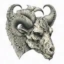 Goat head skull tattoo design idea