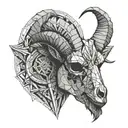 Goat head skull tattoo design idea