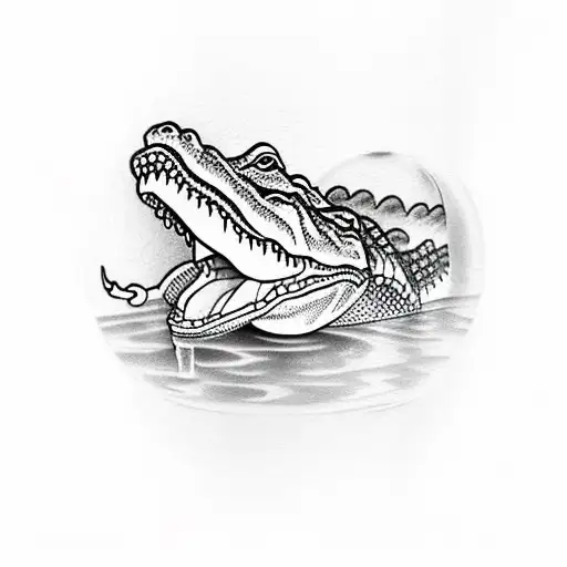 Alligator in whiskey bottle tattoo design idea