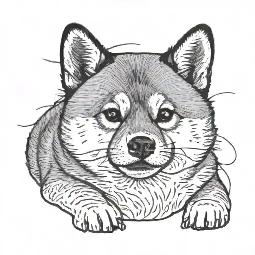Chubby Shiba Inu dog sitting tattoo design idea