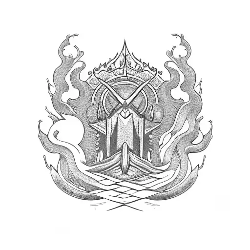 Laurel crown with book and leviathan  tattoo design idea