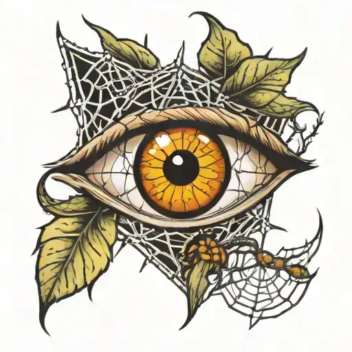 an eye with spiders and cobwebs  tattoo design idea