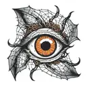 an eye with spiders and cobwebs  tattoo design idea