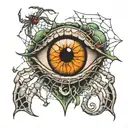 an eye with spiders and cobwebs  tattoo design idea