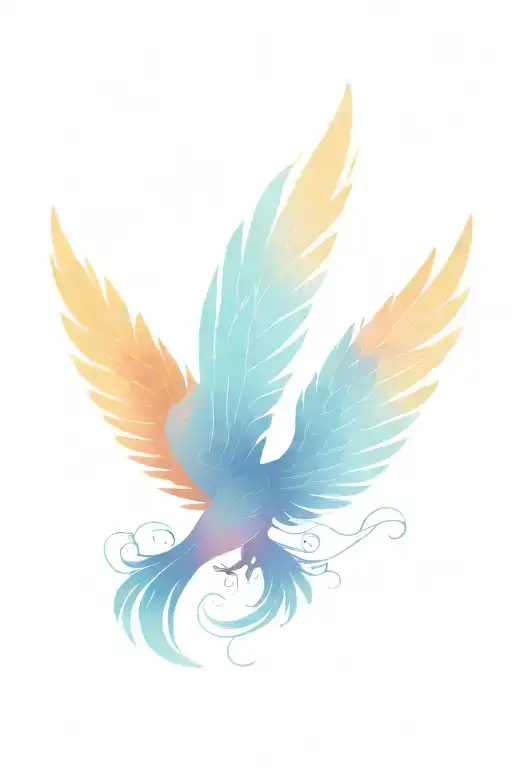 Phoenix wings spread tattoo design idea