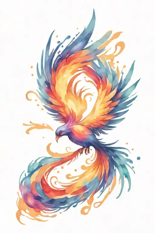 Phoenix wings spread bright tattoo design idea