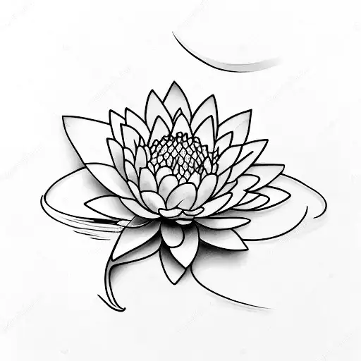 A minimalist tattoo of a water lily with the word 'resilience' written in flowing script tattoo design idea
