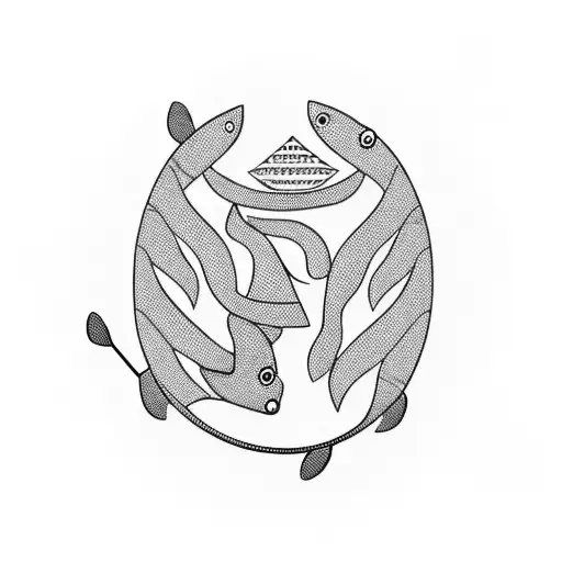 minimal fish pedaling bicycle geometric tattoo design idea