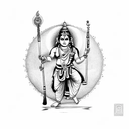 lord krishna playing flute and shiva tandav together  tattoo design idea
