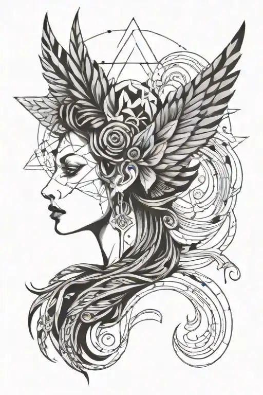 Fortuna Goddess Simplistic tattoo design idea