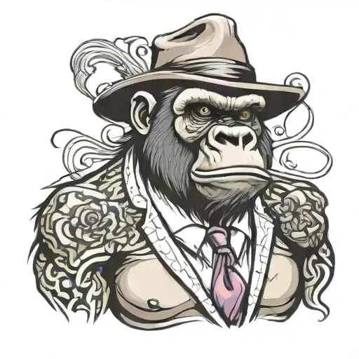 gangster gorilla tattoo design idea