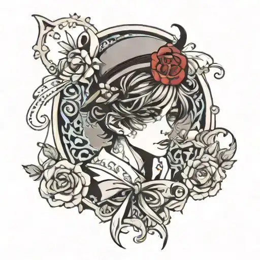 sad boy in lolita fashion tattoo design idea
