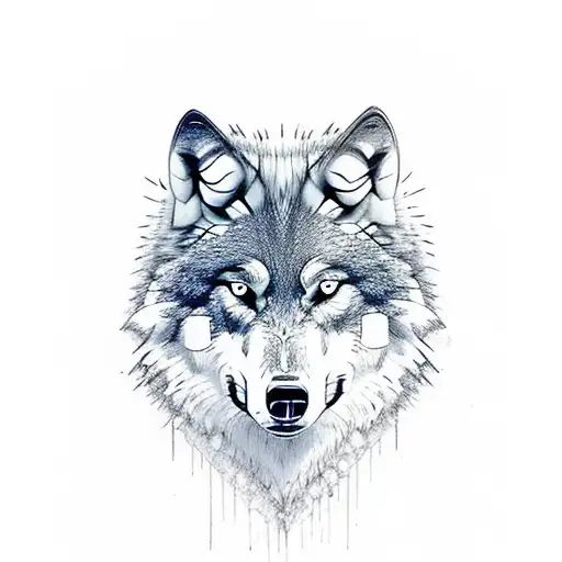 wolf three heads for arm sleeve  tattoo design idea