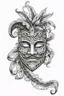  Antique comedy mask with laurel wreath wrapped loosely tattoo design idea
