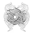 ankh with a dragon in the shape of infinity that wraps around the forearm tattoo design idea