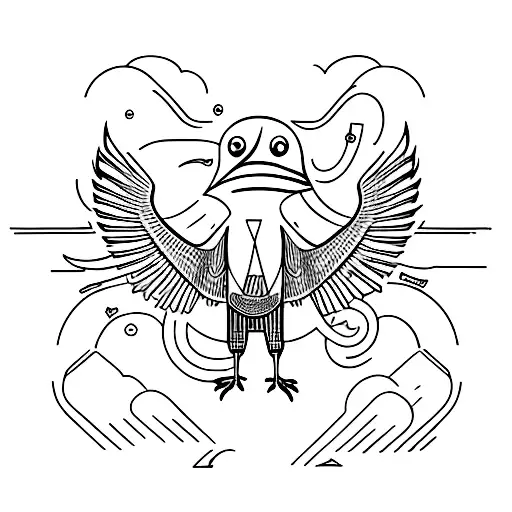 A minimalist design featuring a crow in a hustle-inspired setting tattoo design idea