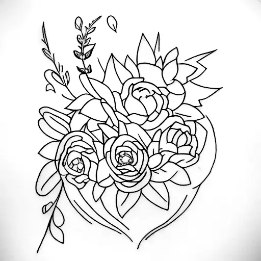 A minimalist tattoo of Batman's silhouette surrounded by flowers tattoo design idea