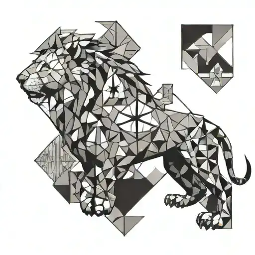 Lion and cross on mountain top tattoo design idea