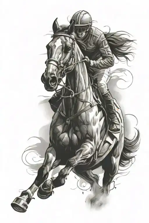 horse galloping and formula 1 car tattoo design idea