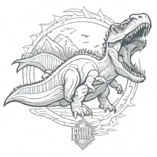 spinosaurus Jurassic Park logo tattoo design idea