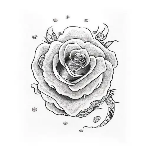 rose and python sleeve  tattoo design idea