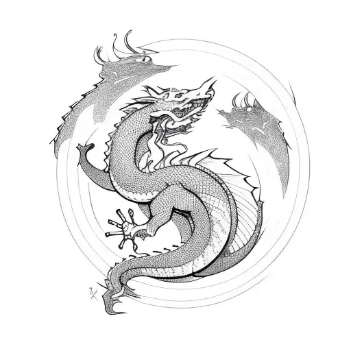minimalistic aesthetic dragon  tattoo design idea