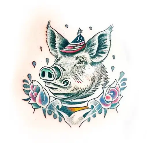 wild pig tattoo design idea