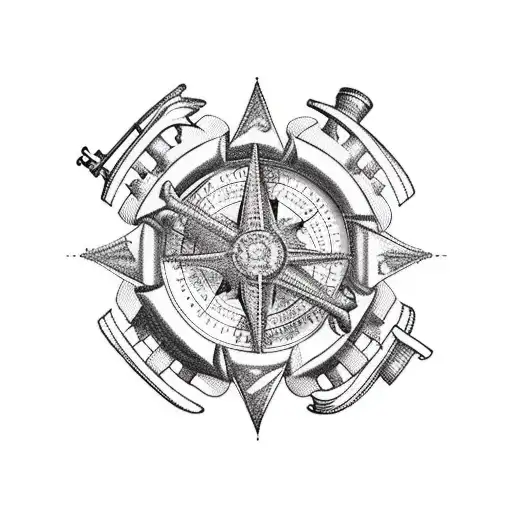 modern Maritime navigational tattoo for entire sleeve, no yachts or skulls tattoo design idea