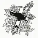 Dad memorial cross tattoo design idea